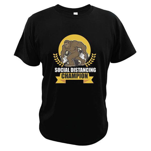 

bigfoot social distancing champion t-shirt perfect idea toilet paper funny animal 100% cotton gift short sleeves