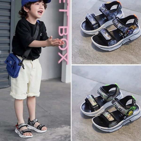 

2020 summer new arrival product black non-slip nubuck leather style design sandals boys casual beach sneaker shoes, Black;red