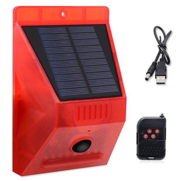 

smart home sensor solar alarm lamp remote control security motion siren pir detector for