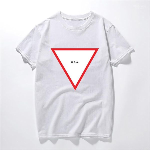 

inverted triangle usa letter print summer clothes fashion ladies teenager jeans womens tshirt designer, White