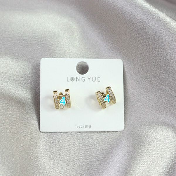 

new european and american style personality letter earrings selling micro inlaid sparkling zircon small fragrance earrings6, Golden;silver