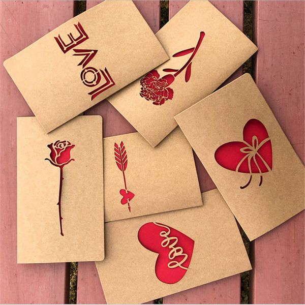 

kraft paper hollow greeting card vintage envelope birthday gift cards thanksgiving diy postcard holiday blessing invitations