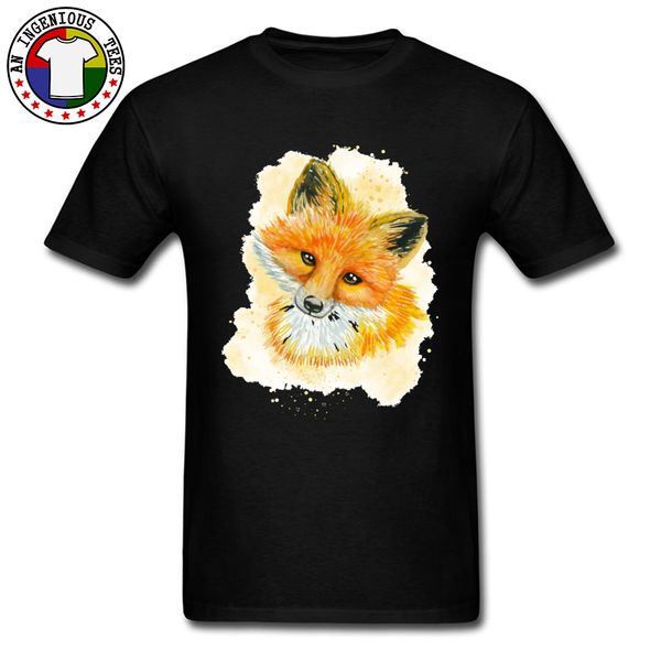 

woman men t shirt art design sweet watercolor style vivid fox print t-shirt 2018 men's loose tee shirt