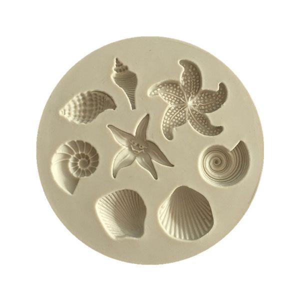 Stampo per torta di stelle marine Oceano Biologico Conchiglia Conchiglie di mare Torta al cioccolato Stampo in silicone Stampo per cioccolato fai da te Strumenti per dolci liquidi da cucina WB2588