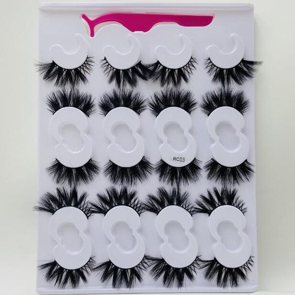 

hand made 10 pairs false eyelashes set thick long mink fake lashes eye makeup accesspry with lashes tweezer drop shipping