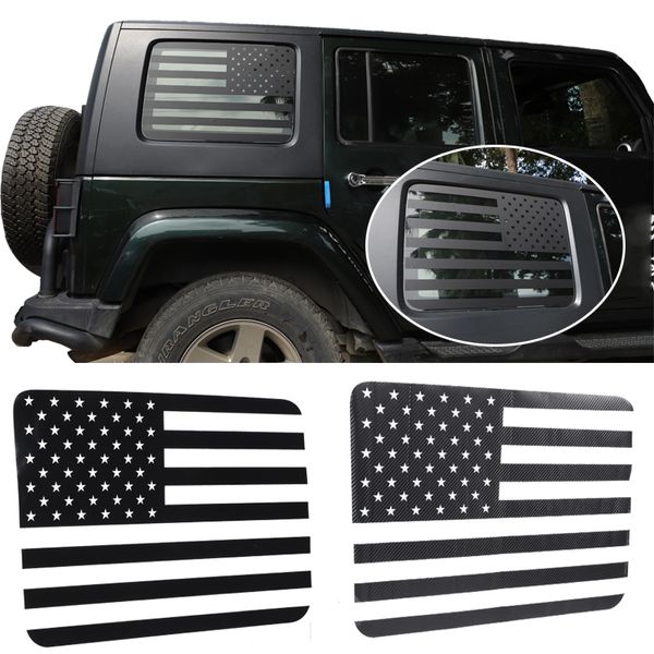 Adesivi per decorazioni per finestrini posteriori per auto Decalcomanie per finestre con bandiera americana per Jeep Wrangler JK 2007-2010 Accessori per interni auto