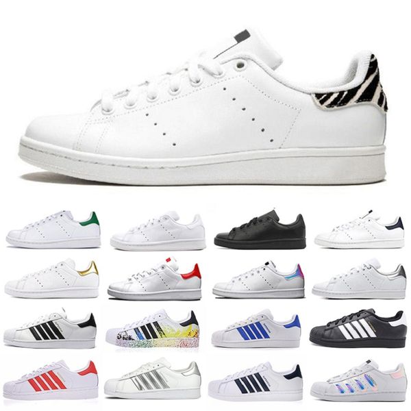 

new stan smith superstar mens casual shoes superstars hologram platform leather fashion shoe plate-forme men women trainers sports sneakers, Black
