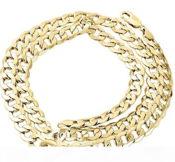 

mens real 10k yellow gold hollow cuban curb link chain necklace 8mm 24 inch, Silver