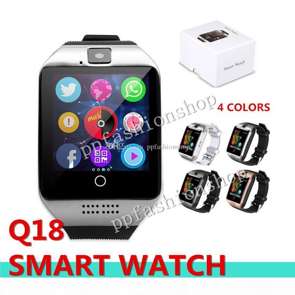 

q18 bluetooth smart watch support sim card nfc connection health smart watches for android smart phone with rectangle package, Slivery;brown