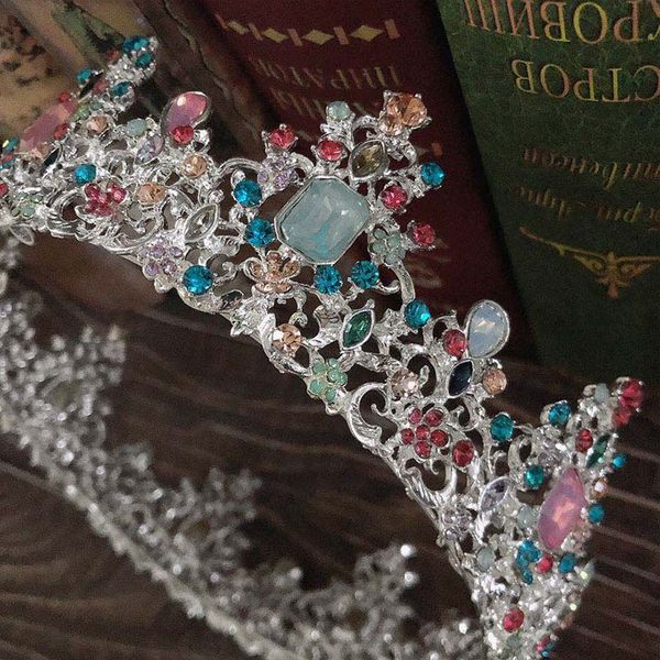 

forseven роскошные ювелирные изделия jl женщины headpeice ручной работы мульти стразы сплава корона серебро цвет тиара оголовьем невесты сва, Golden;silver