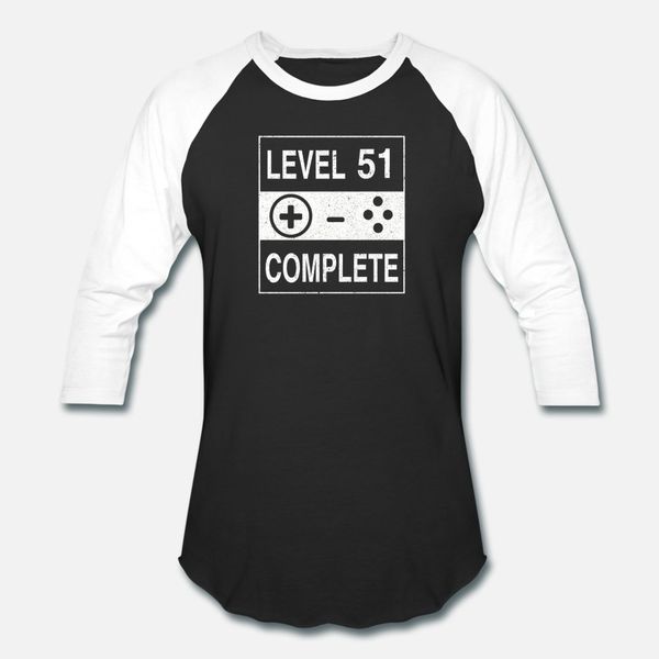

level 51 complete t shirt men character cotton o-neck slim cute comical summer family shirt, White;black