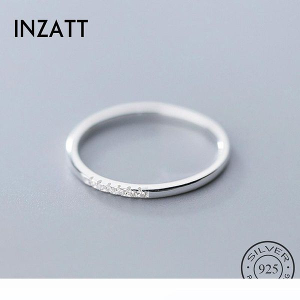 

inzatt real 925 sterling silver zircon round geometric ring for fashion women cute fine jewelry 2019 minimalist accessories gift