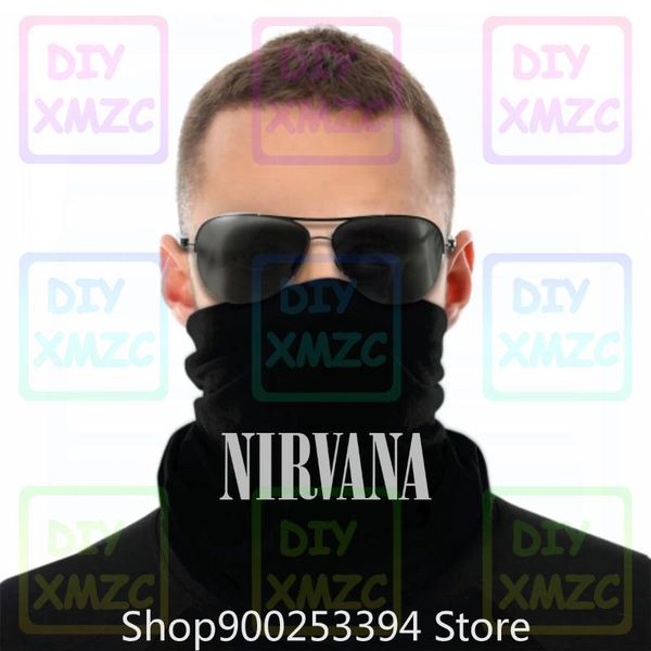 

nirvana metallic silver glitter name logo black bandana new soft, Blue;gray