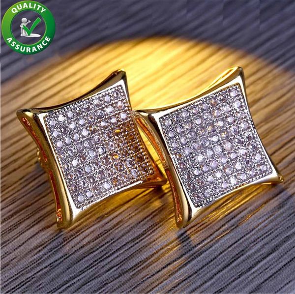 

designer earrings mens luxury hip hop jewelry boho earings bling diamond rapper gold stud pandora style ear ring fashion wedding accessories, Golden