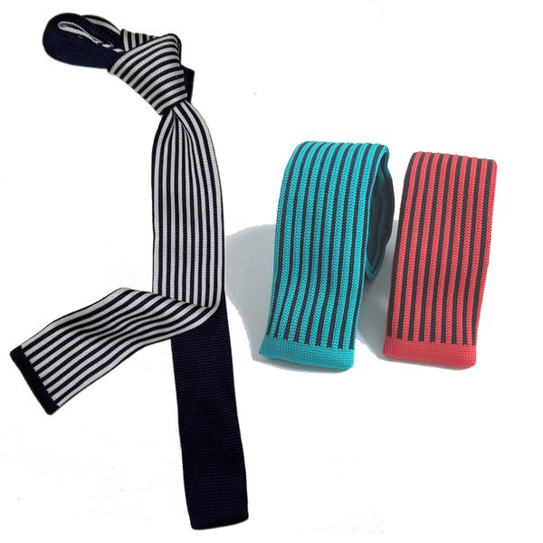 

new arrivals energetic red and black vertical stripes knit ties slim 6 cm green and black men striped knitted neck ties, Blue;purple