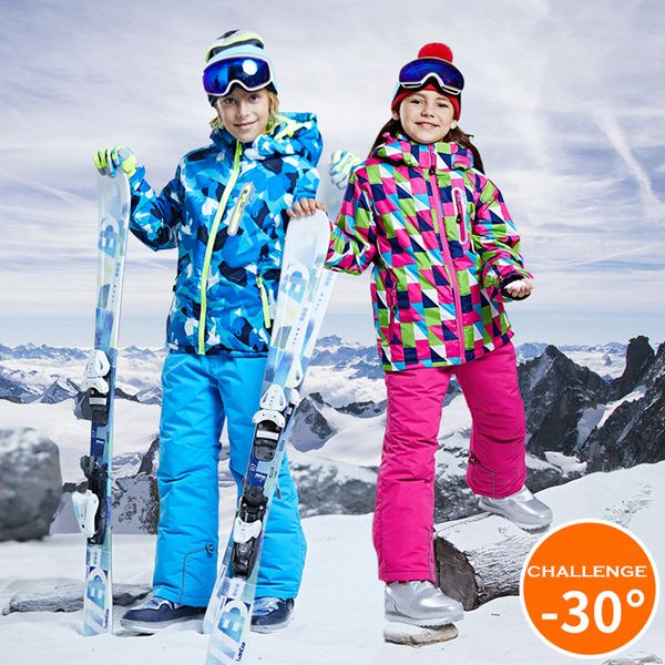 

-30 degree children ski suit 2pcs set kids winter outdoor jacket and Teen ski pant Waterproof thicken Teenage snowsuit clothes, 13