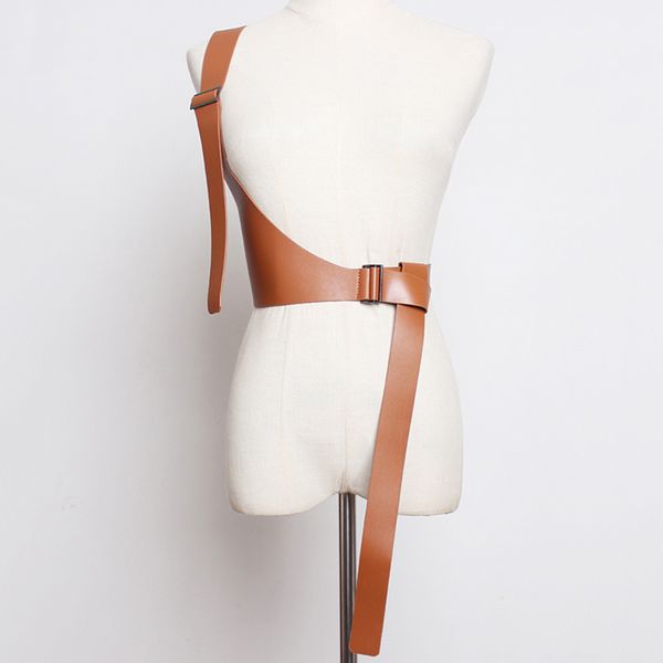 

2020 new spring summer pu leather strap belt brief irregular personality girdle women fashion tide all-match, Black;brown