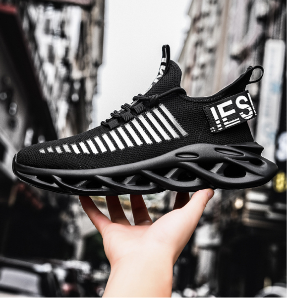 

men casual shoes blade sneakers for men shoes shockproof breathable male sneakers height increase tenis masculino, Black