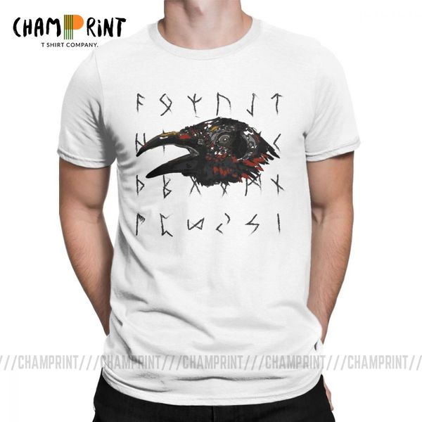

odins mystic viking raven creative t shirts for men head and runes short sleeve clothes tees cotton crew neck t-shirt