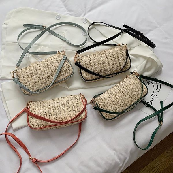 

women straw shoulder bags knit summer beach female woven small messenger tote youth ladies simple versatile bag