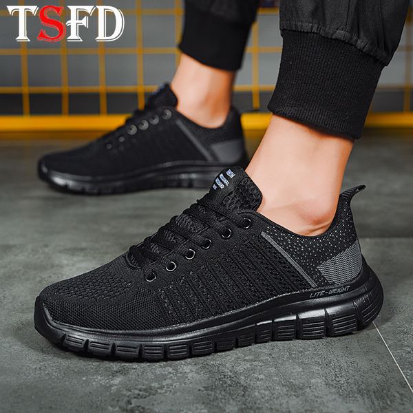 

brand sport shoes men flying weaving sneakers male soft comfort running shoes man black sports breathable men's d3