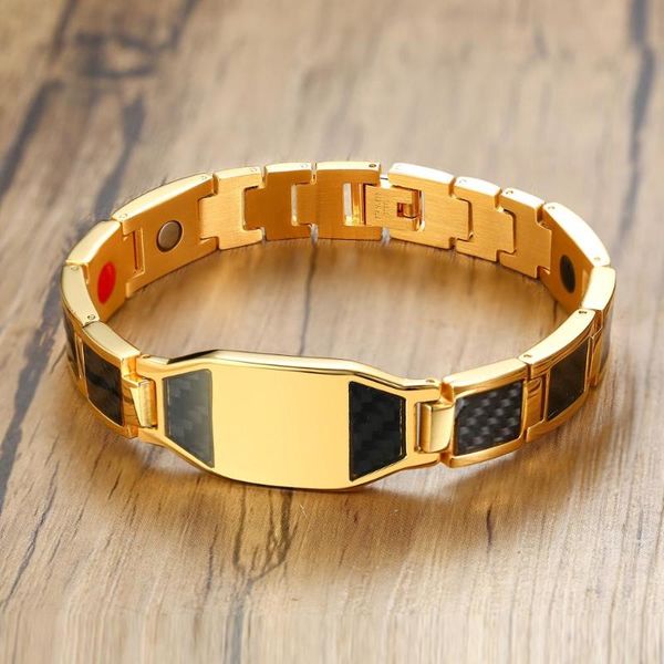 

stainless steel carbon fiber bracelet magnetic black bracelet of men health care golden