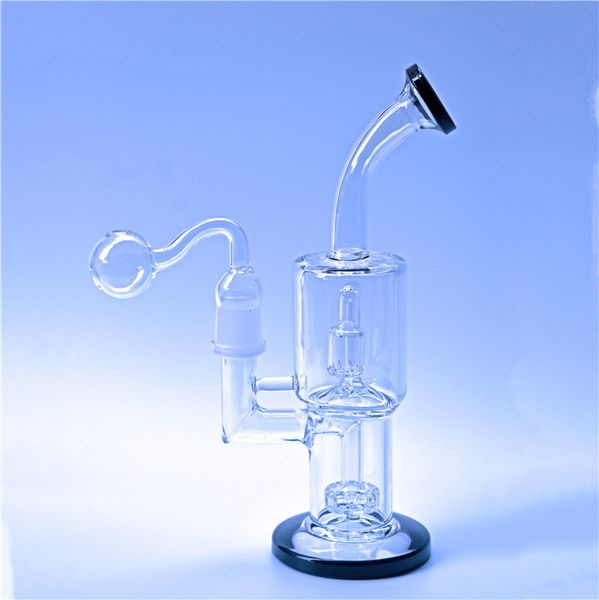 8.8inch dab rig Bong toro reciclador bongs bubbler de vidro com água difusa perc plataforma dupla dab tubo com tubo queimador de óleo 18 milímetros de vidro