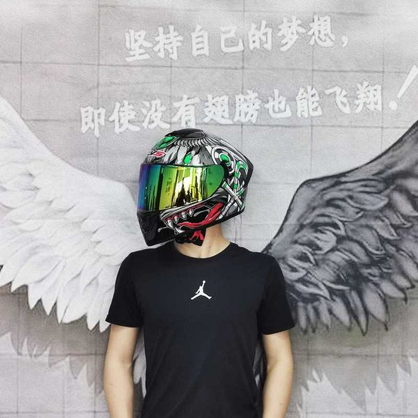 

motorcycle helmets full face dual lens racing helmet dot certification strong resistance off road helmet