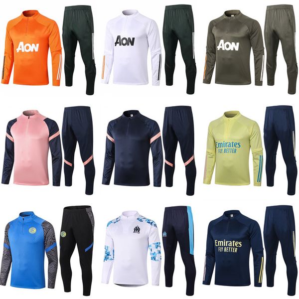 

kids paris soccer training suit man utd juve 2020 21 marseille survetement maillots de foot inter football jogging, Black
