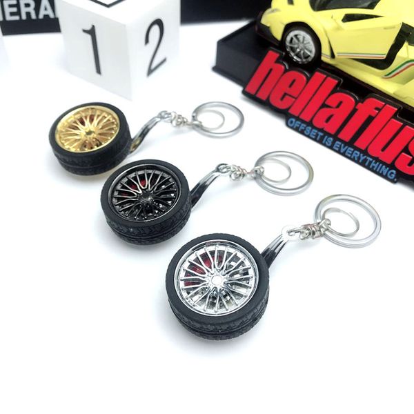

jdm race car wheel bbs rim keychain key ring 3d keyring creative key chain racing auto accessories part gift, Silver