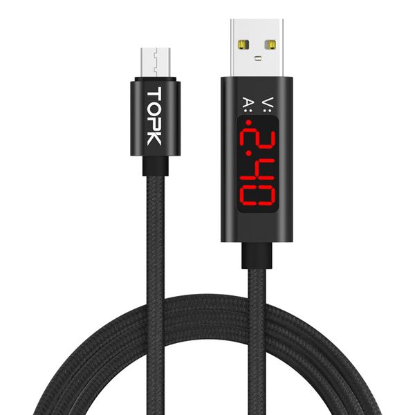 

напряжение тока дисплей нейлон плетеный micro usb кабель черный