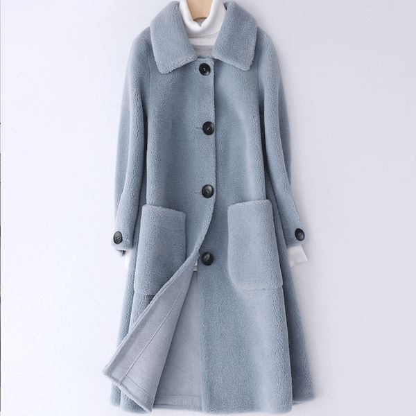 

2020 autumn and winter new anti-season compound fur ladies long section wool fur coat long section female, Black