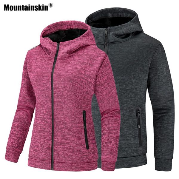 

mountainskin men women hiking hooded fleece jackets outdoor sports sportswear climbing camping running male coats va664, Blue;black