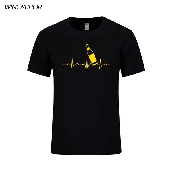 

funny beer heartbeat line printed t-shirts men casual short sleeve cotton t shirts summer drinking beer male tee streetwear