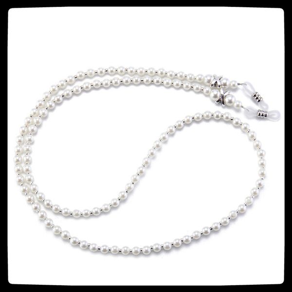 

new 1pc imitation pearl beaded eyeglass chains fashion elegant handmade women practical sunglasses reading glasses chain, Silver