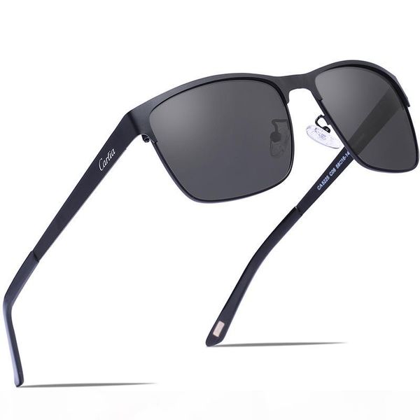 

carfia polarized sunglasses for men driving sun glasses 58mm 100% uv400 protection square metal frame 5225 with case, White;black