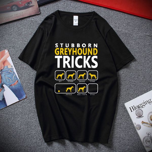 

classic male greyhound tshirt men cotton short sleeve t-shirt casual stubborn greyhound dog tricks t shirt funny apparel gift