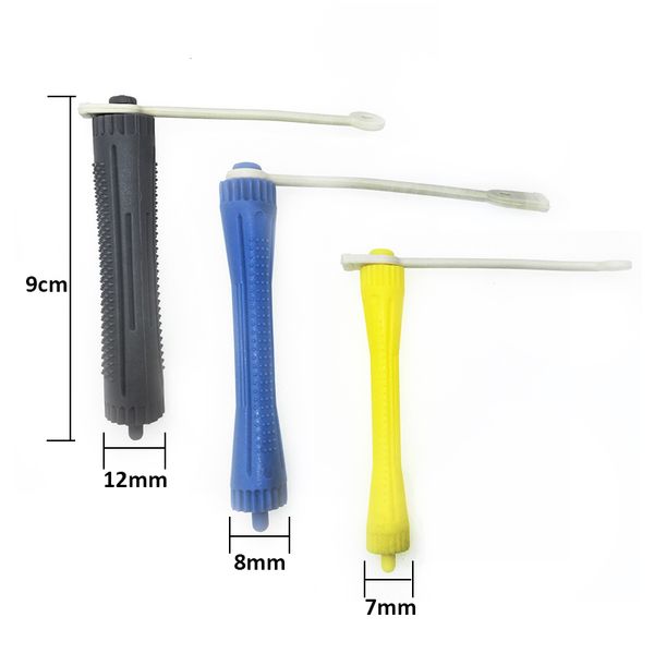 

12pcs/pack plastic salon hair perm rods with rubber bands for hair styling hairdressing diy roller styling tools in 3 size, Black