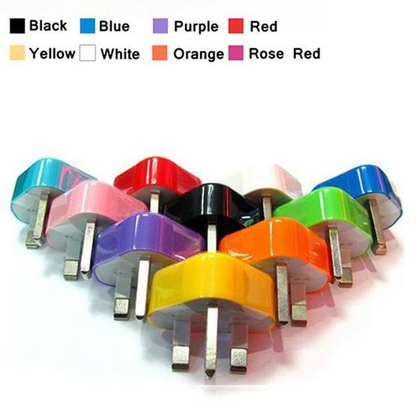 

100pcs/lot colorful for all phone uk plug usb charger ac wall charger usb power adapter charger for iphone 8 7 6 5 adapter