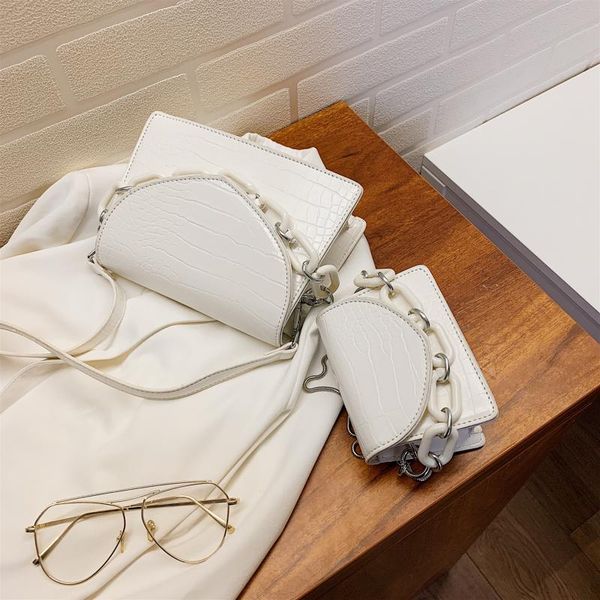 

two sizes acrylic chain mini pu leather crossbody bags for women 2020 summer shoulder handbags female travel cross body bag