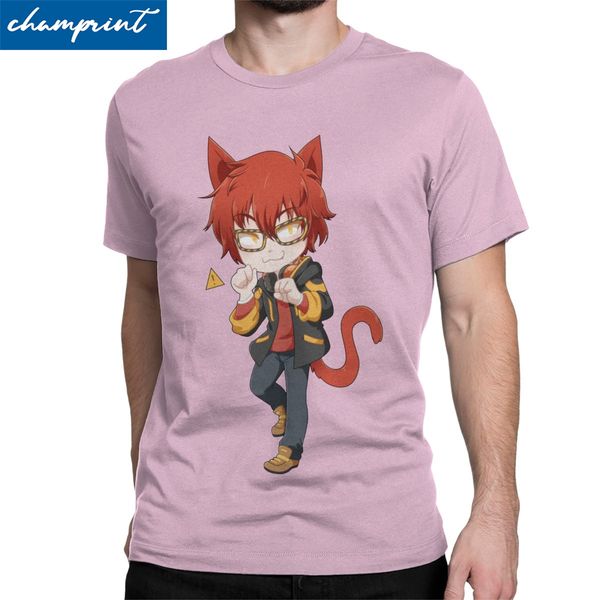 

meowstic mystic messenger 707 men's t shirt mm bg otome game funny tees short sleeve t-shirt cotton plus size clothes