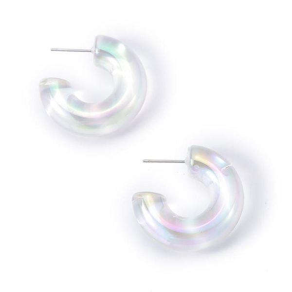 

fashion simple small clear unreal color earrings personality street shoot acrylic earrings lady, Golden;silver