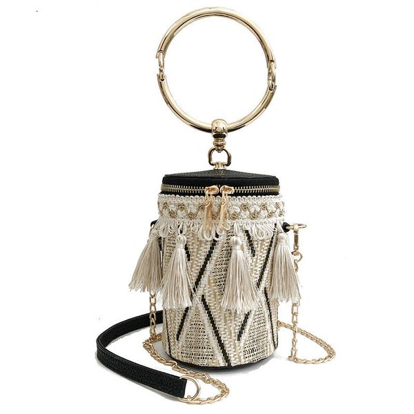 

eam] 2020 new spring summer women 3 color braided bucket type fashion tide removable multifunction wild accessories la947, Black;brown
