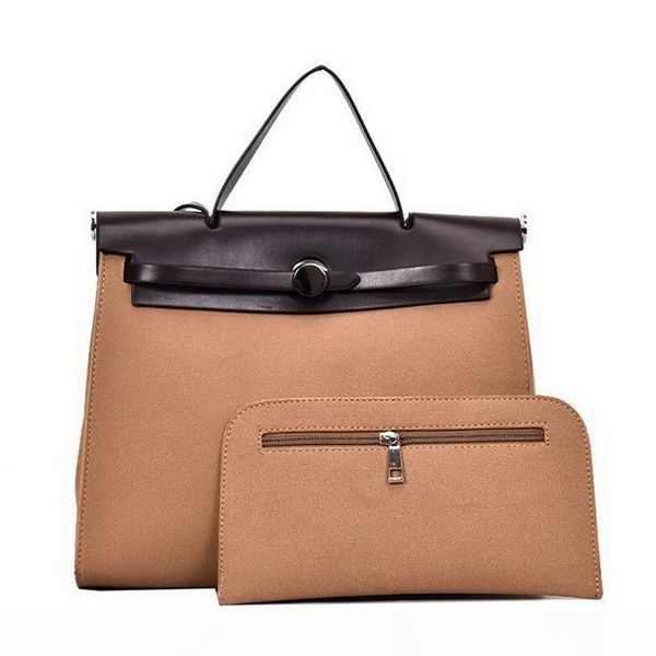 

new simple women handbag european and american style tote bag big casual vintage female handbags 2 sets