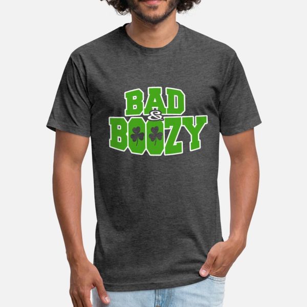 

bad and boozy funny st patricks day drink t shirt men custom 100% cotton s-xxxl male fitness comical summer original shirt