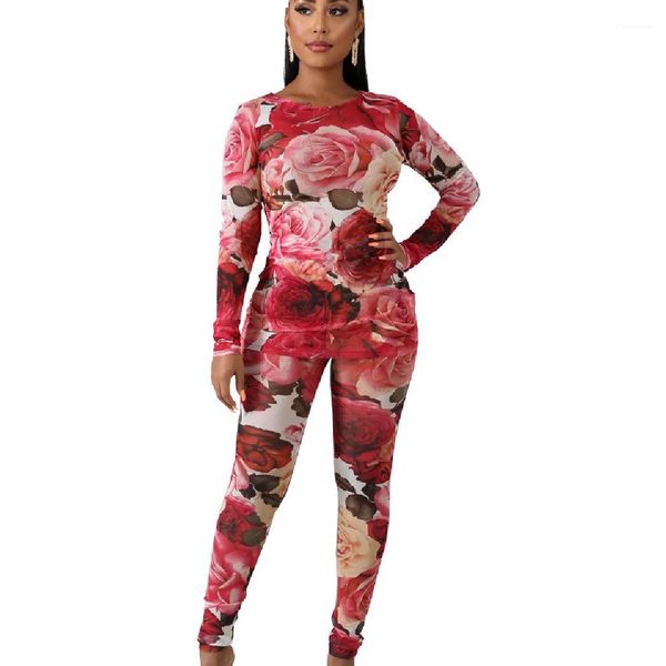 

tracksuits spring autumn long sleeve floral print 2pcs suit woman two piece outfit womens designer luxury, Gray