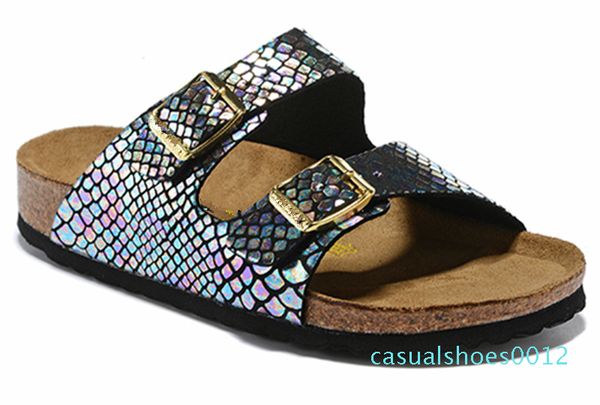 

2020 arizona new summer beach cork slipper flip flops sandals women mixed color casual slides shoes flat slipper at02 c12, Black
