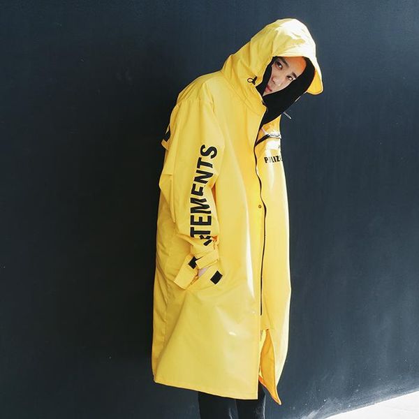 

wholesale- vetements polizei man jackets hooded rain coat water-proof sun protection trench casual hi-street fashion brand men clothing, Tan;black