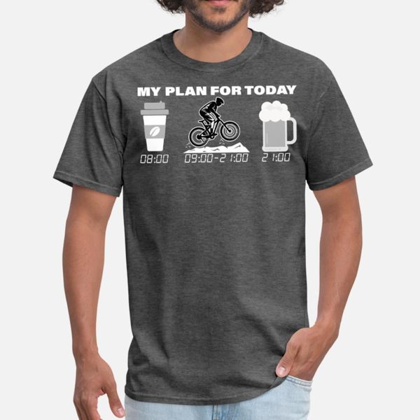 

my plan for today bike downhill coffee beer t shirt men designing short sleeve s-xxxl pictures graphic humor summer style leisure shirt