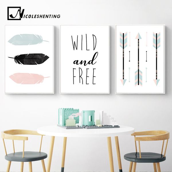 

перо стрелка мультфильм wall art холст плакат nordic детская печать абстрактные картины картина детская комната украшение home decor